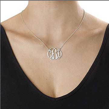Fancy Sterling Silver Monogram Necklace - Custom Made with Any Initial.