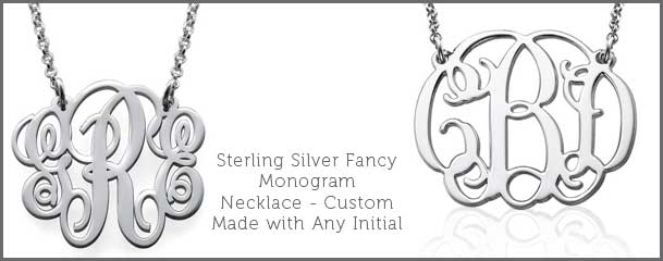 Sterling Silver Fancy Monogram, Custom Made with Any Initial Necklace