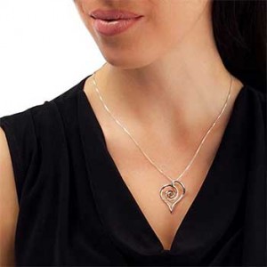 Sterling Silver Freeform Spiral Heart Pendant Necklace