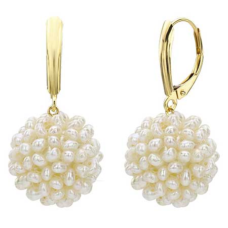 La Regis Jewelry Snowball Design Pearl Earrings