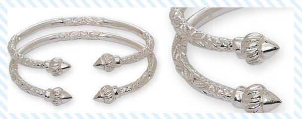 Ridged Arrow Sterling Silver West Indian Bangles