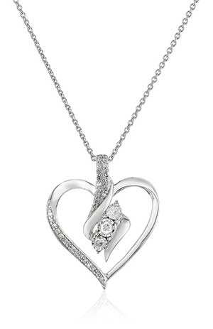 Sterling Silver Diamond Heart Pendant Necklace