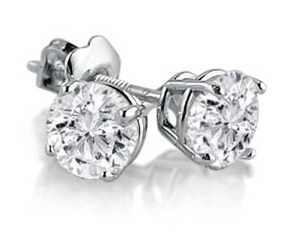 White Gold Round Diamond Stud Earrings