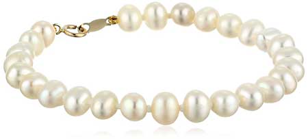 Yellow Gold Baby Freshwater Cultured Pearl Bracelet