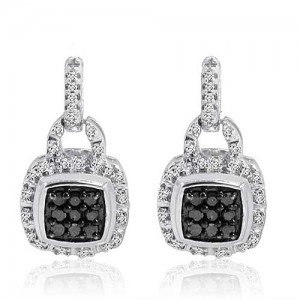 Amanda Rose Collection black and white diamond dangle earrings