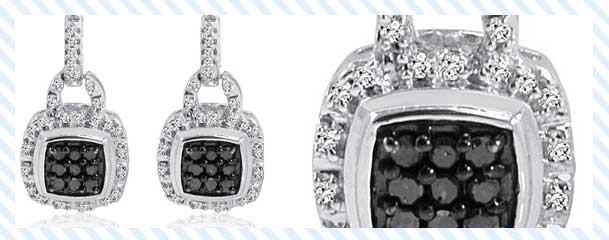 black and white diamond dangle earrings