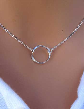 Eternity Circle Silver Chain Necklace