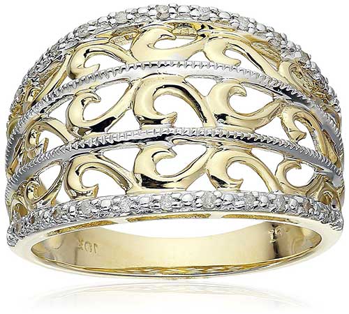 Yellow Gold Filigree Diamond Ring