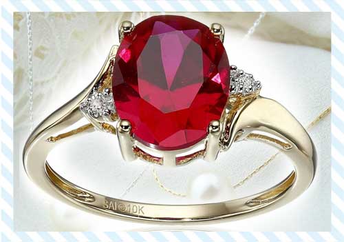 Created Ruby And Diamond Ring