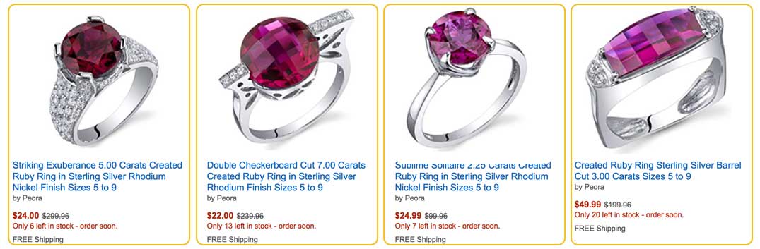 Peora Created Ruby Solitaire Style Ring