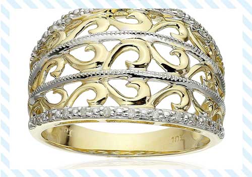 10K Yellow Gold Filigree Diamond Ring