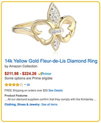 Yellow Gold Fleur-de-Lis Diamond Ring