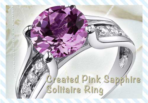 Created Pink Sapphire Solitaire Ring