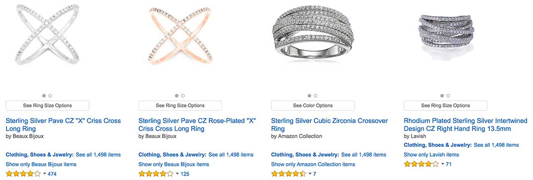 Sterling Silver Diamond Crisscross Ring