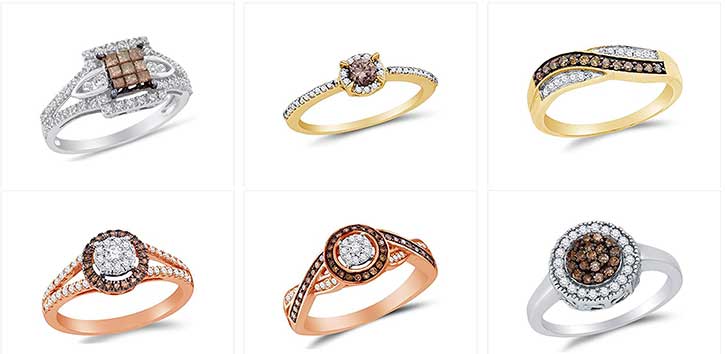 chocolate diamond rings for women