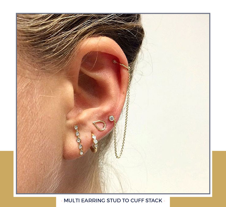 Multi Earring Stud to Cuff Stack