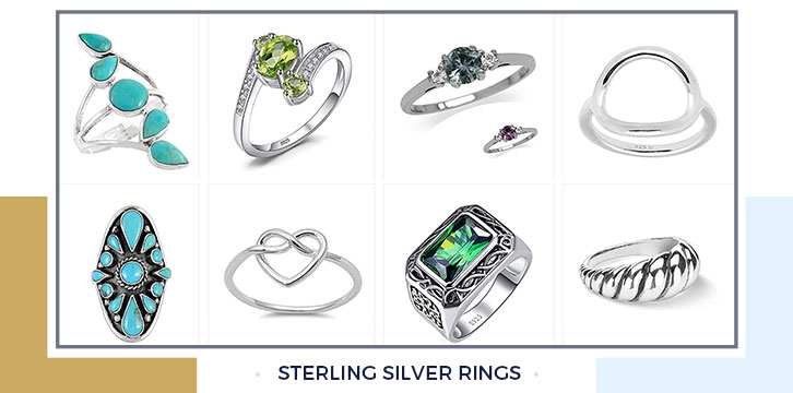 Sterling silver rings amazon