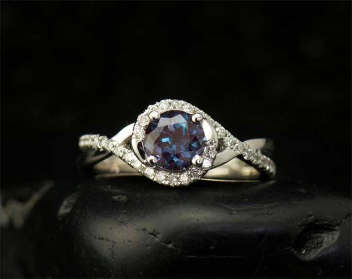 Modern Lab Grown Alexandrite Ring