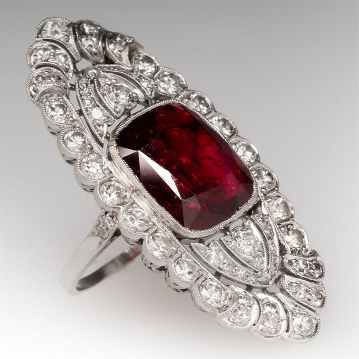 Antique Edwardian Red Diamond Dinner Ring