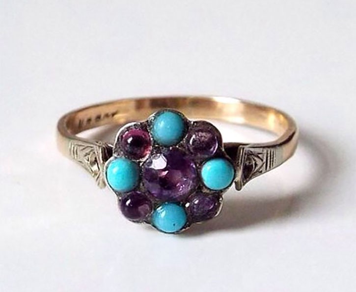 Antique Victorian Turquoise Amethyst Ring
