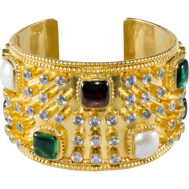 Chanel Gripoix Glass & Rhinestone Cuff Bracelet