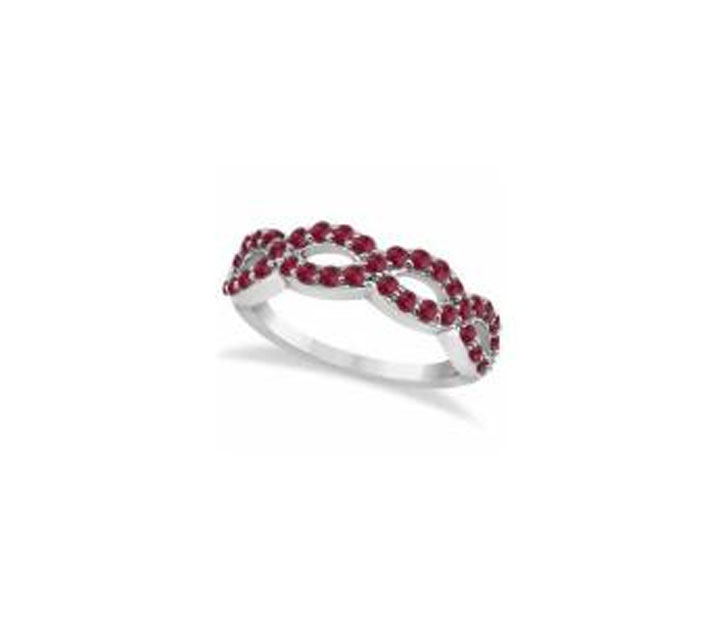 Pave Set Twisted Infinity Ruby Ring Band