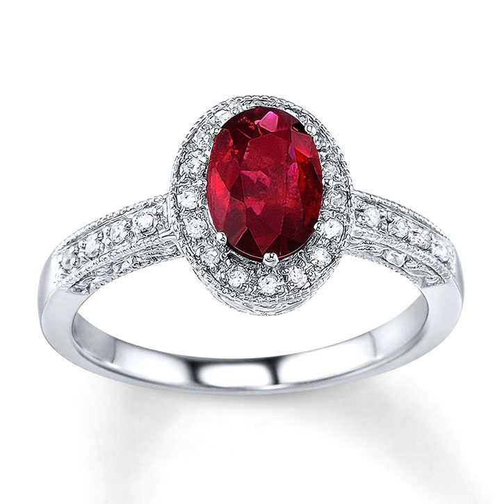 Ruby Ring with Diamond Halo