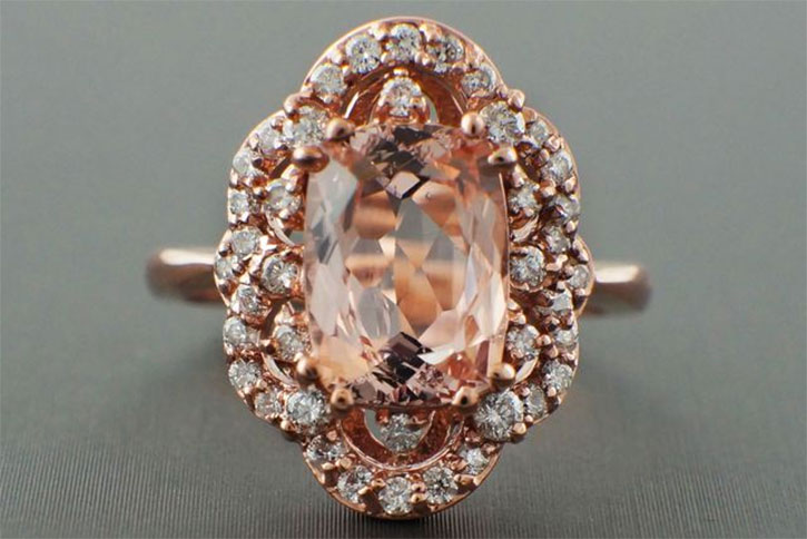 Scalloped Halo Morganite Ring