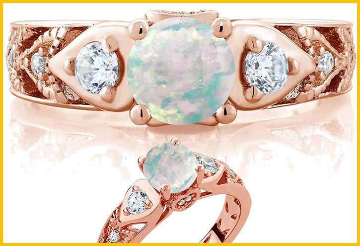 Simulated Opal Engagement Ring