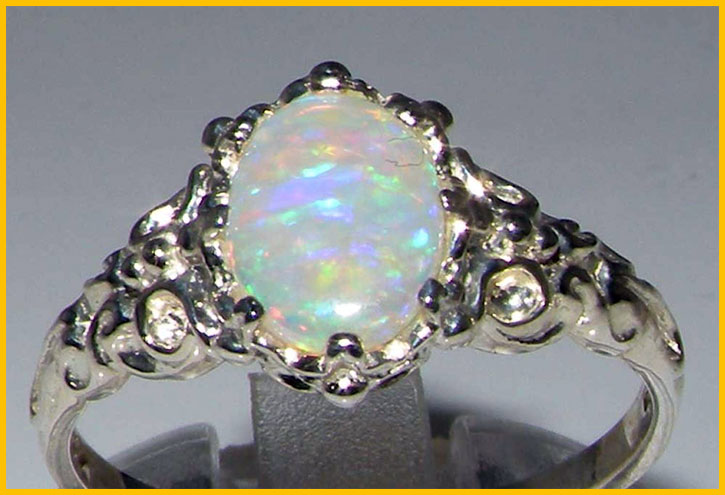 Sterling Silver Genuine Opal Ring