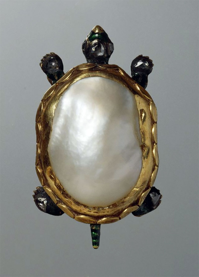 Baroque Pearl and Diamond Tortoise