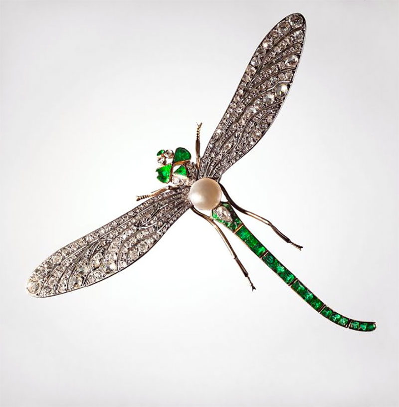 Emerald and Diamond Dragonfly Brooch
