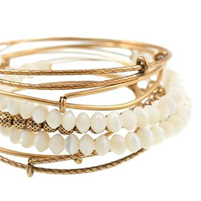 Mother of Pearl Expandable Wire Bangle Set