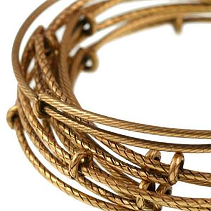 Set of 7 Expandable Wire Bangles Thick Textured