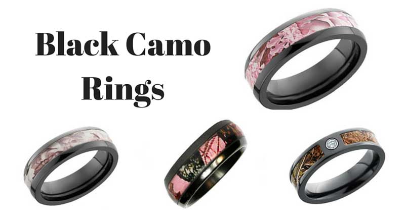 Camo Wedding Rings For Her Black
