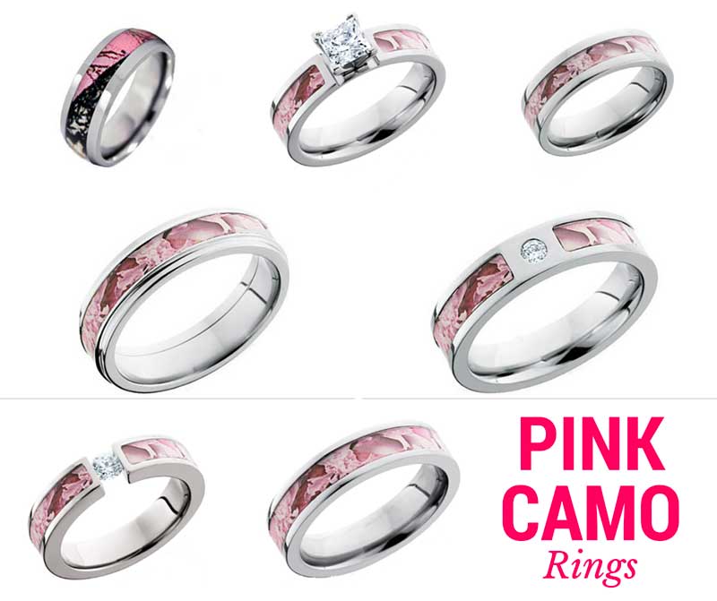 Camo Wedding Rings For Her Pink
