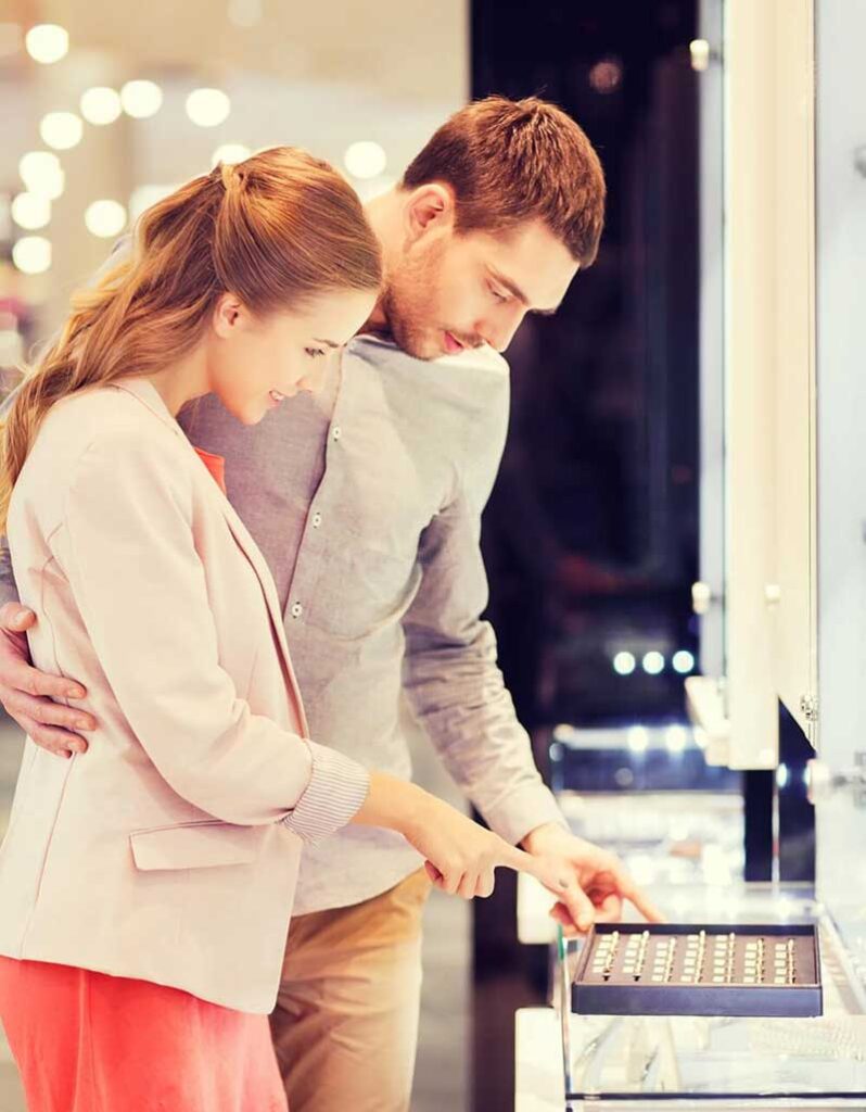 Couple buying a diamond ring